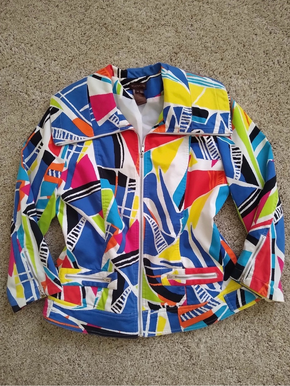 Vintage 80s Jacket 80s Moto Jacket Colorful Blazer 1980s Retro M